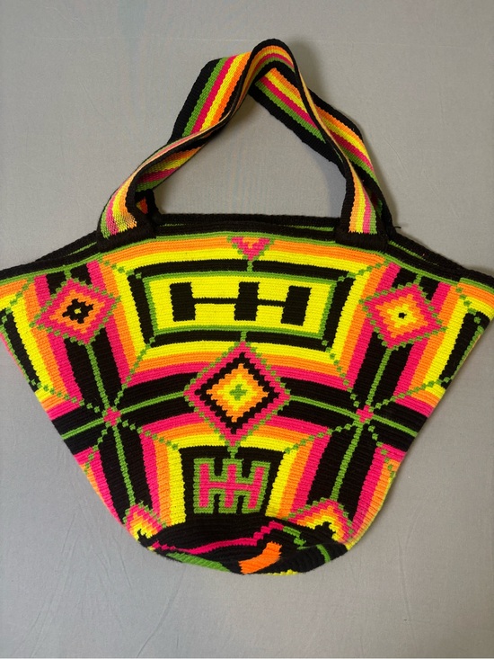 Handbags - Gorgeous Wayuu Mochila Handwoven Neon Multicolor Geometric Tote Bag